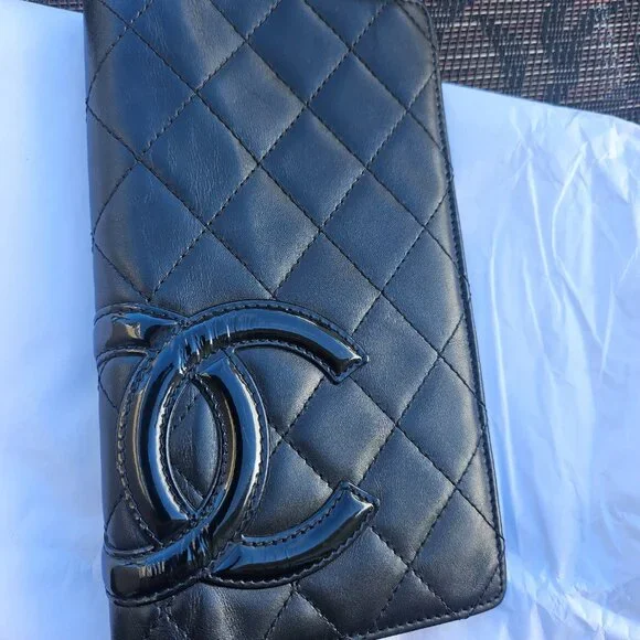 CHANEL Cambon Line CC Black Calfskin Leather Quilted Long Wallet - Picture 9 of 12